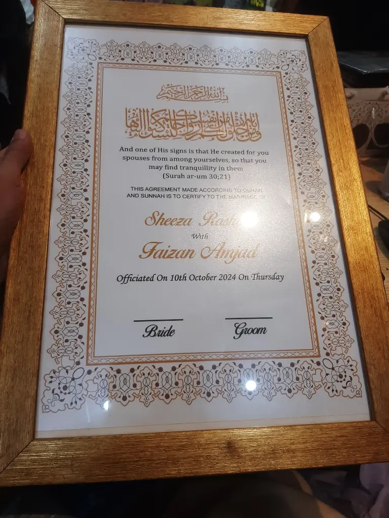 Dark Golden Nikkah Certificate Premium Quality 12X18