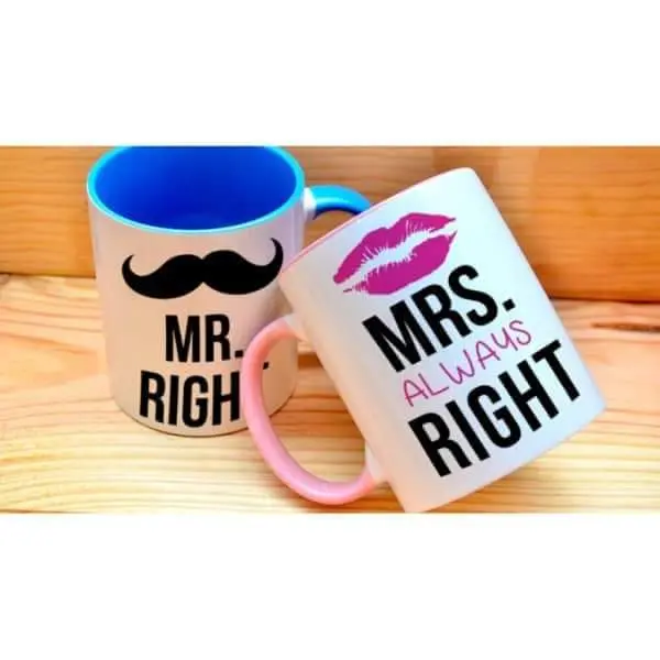 Couple Love Mug Set of 2 Mr Right & Mrs Always Right Fully Customised