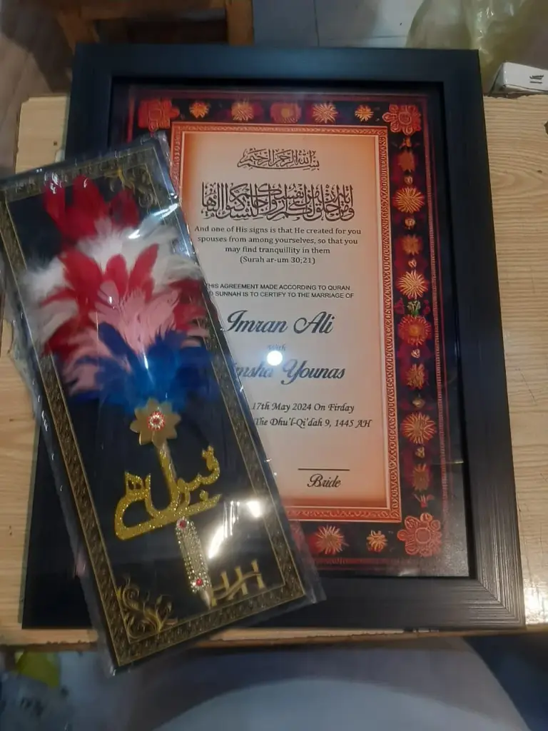 Premium Nikkah Certificate Black with Nikkah Pen