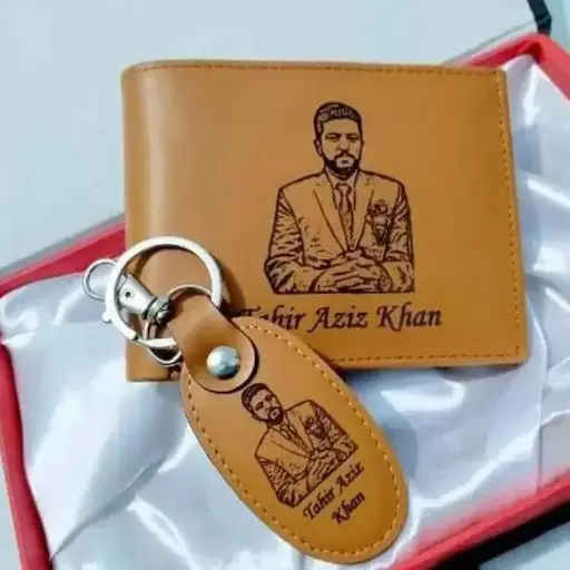 Wallet & Key Ring Set Engraving Name & Picture